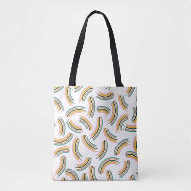 Pastel Rainbow Lines: Vintage Seamless Tote Bag (Front)
