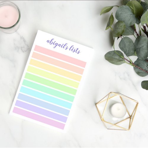 Pastel Rainbow List _ Custom Name Post_it Notes