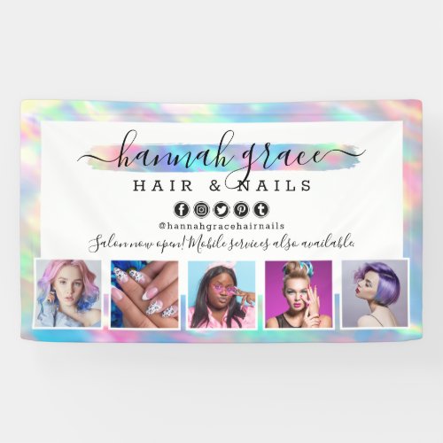 Pastel Rainbow Logo Salon Stylist Marketing Photos Banner