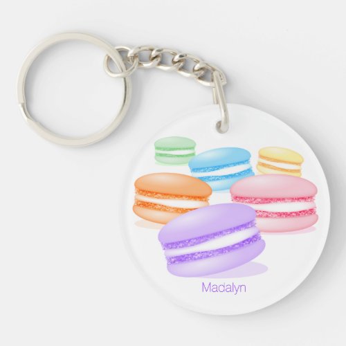 pastel rainbow macarons keychain