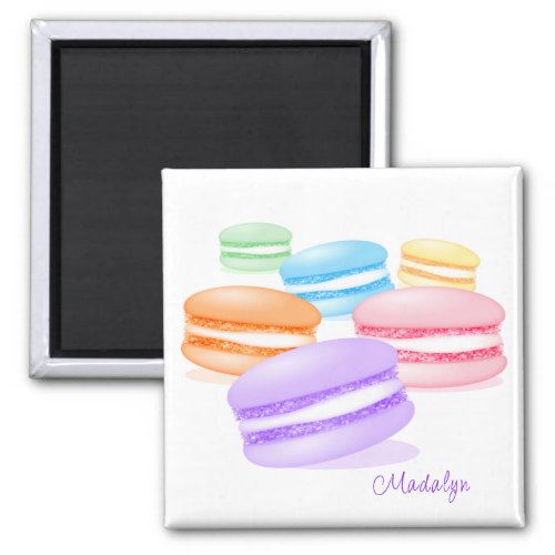 pastel rainbow macarons magnet