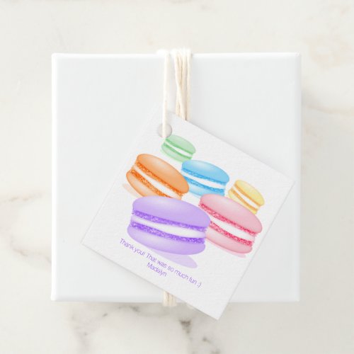 pastel rainbow macarons party thank you favor tags
