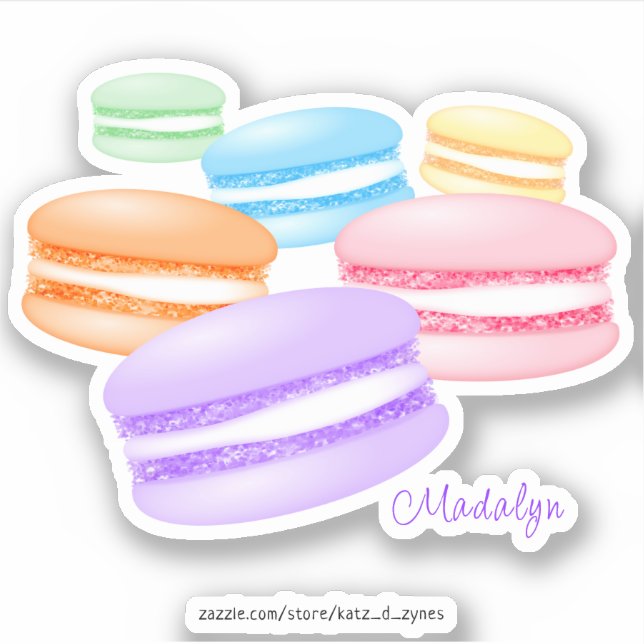 pastel rainbow macarons sticker (Front)