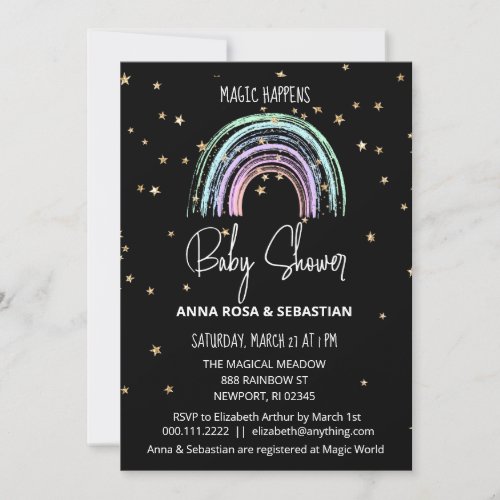  Pastel Rainbow Magic Baby Shower Invitation