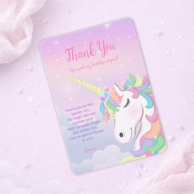 Pastel Rainbow Magical Birthday Thank You Card (Creator Uploaded)