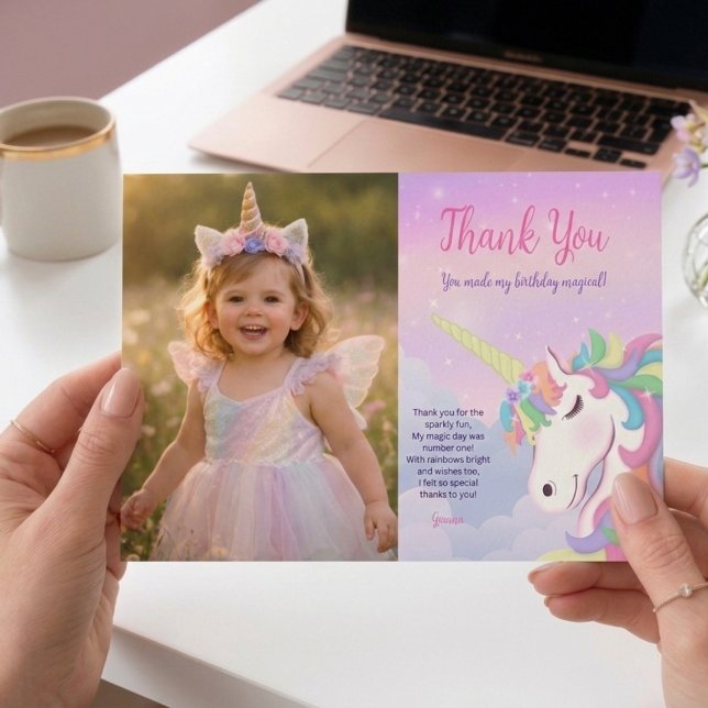 Pastel Rainbow Magical Birthday Thank You Card (Creator Uploaded)