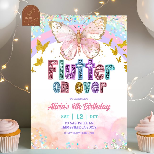 Pastel Rainbow Magical Butterfly Birthday Invitation (Creator Uploaded)