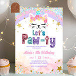 Pastel Rainbow Magical Caticorn Birthday Invitation<br><div class="desc">Pastel Rainbow Magical Caticorn Birthday Invitation,  Let's Paw-ty Cat Unicorn Birthday Invite,  Editable Kids Birthday Party</div>