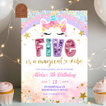 Pastel Rainbow Magical Unicorn 5th Birthday Invitation<br><div class="desc">Pastel Rainbow Magical Unicorn 5th birthday Invitation,  Five Is A Magical Vibe Birthday Invite,  Editable Kids Birthday Party</div>