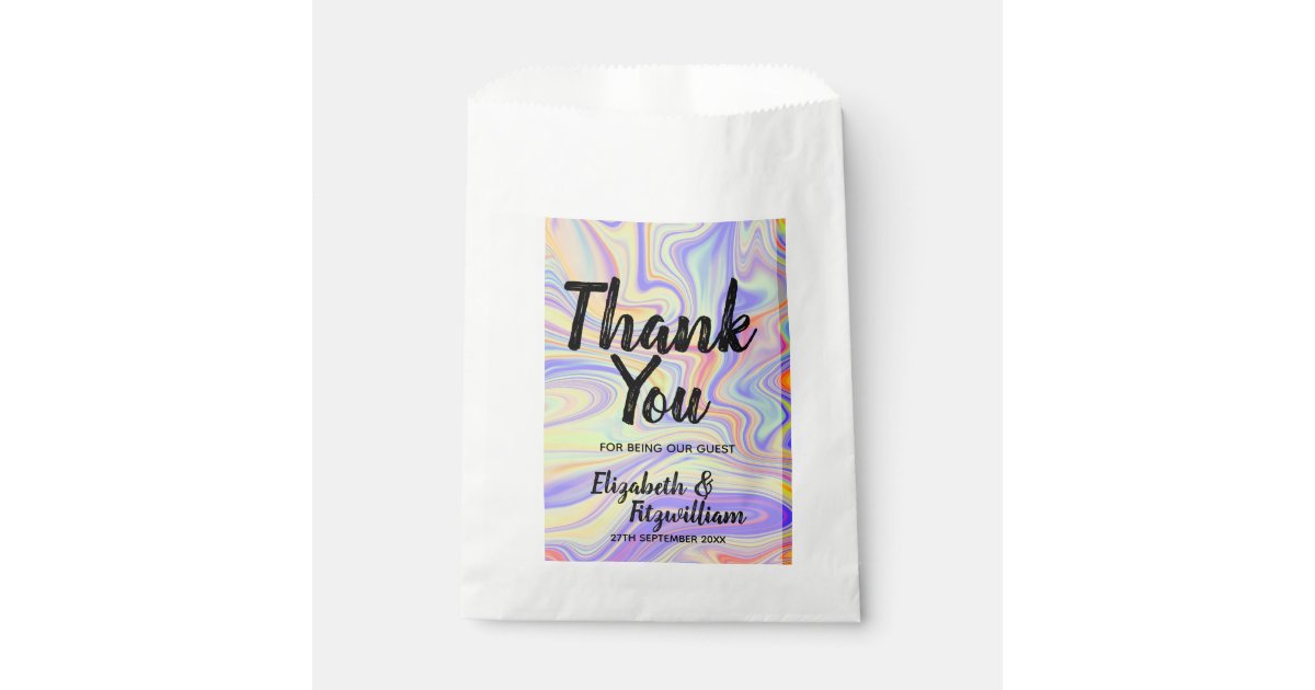 Pastel Rainbow Marbling Wedding Favor Bags Zazzle Com