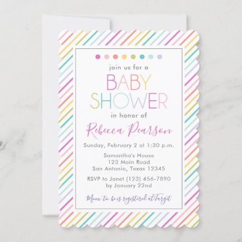 Pastel Rainbow Modern Baby Shower Invitation