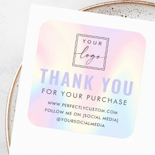 Pastel rainbow modern trendy logo thank you square sticker