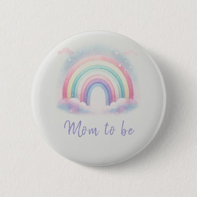 Pastel Rainbow Mom-to-Be Button - Personalized (Front)