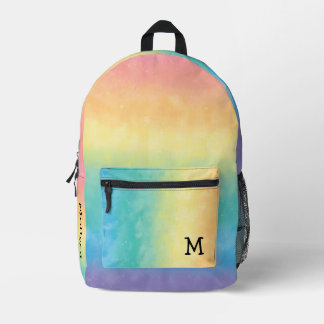 Pastel Rainbow Monogram Cute and Aesthetic Style Printed Backpack
