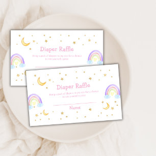 Pastel Rainbow Moon Sky Diaper Raffle Baby Shower  Enclosure Card