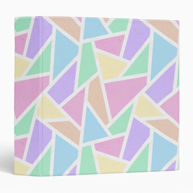 Pastel rainbow mosaic pattern 3 ring binder (Front/Spine)