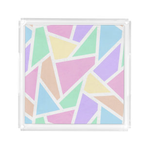 Pastel rainbow mosaic pattern acrylic tray