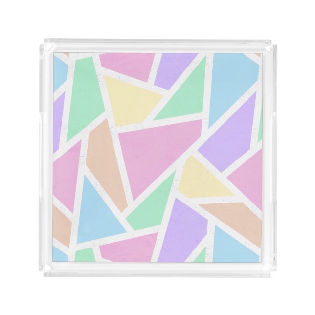 Pastel rainbow mosaic pattern acrylic tray (Front)