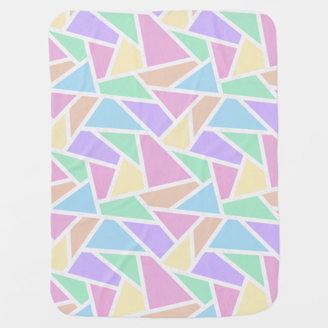 Pastel rainbow mosaic pattern baby blanket (Front)