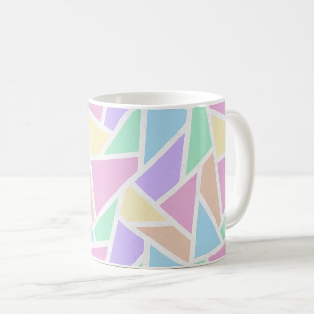 Pastel rainbow mosaic pattern coffee mug (Front Right)