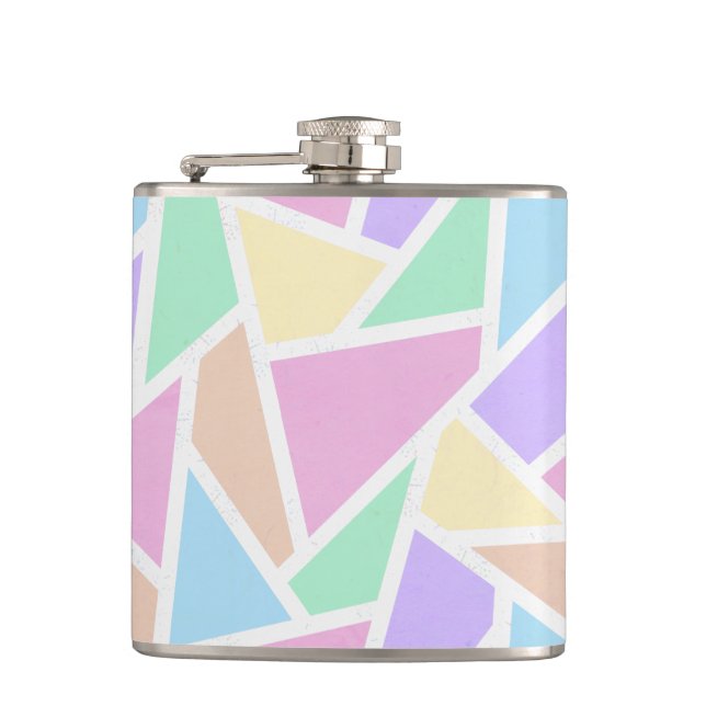 Pastel rainbow mosaic pattern flask (Front)