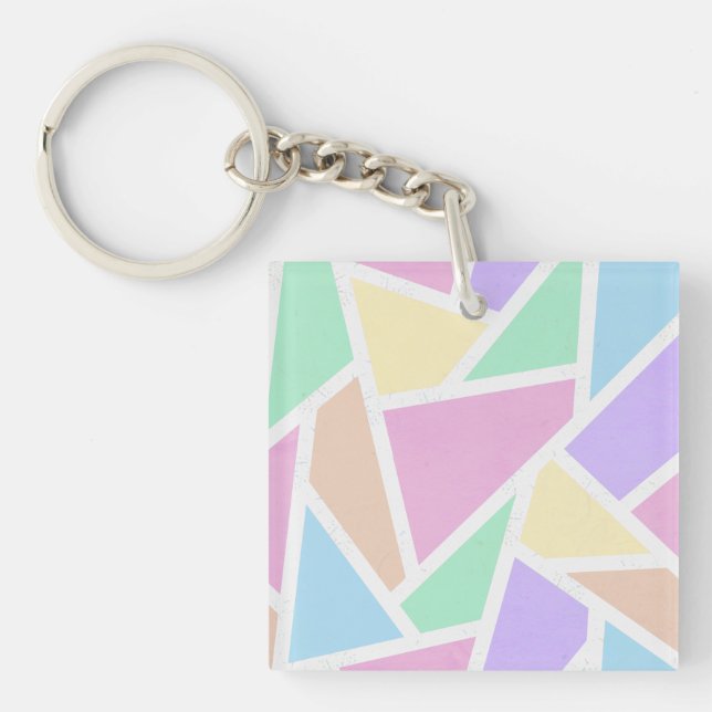 Pastel rainbow mosaic pattern keychain (Front)