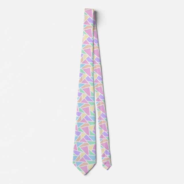 Pastel rainbow mosaic pattern neck tie (Front)