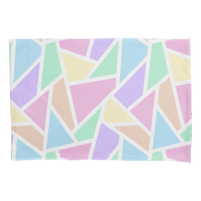 Pastel rainbow mosaic pattern pillow case (Front)