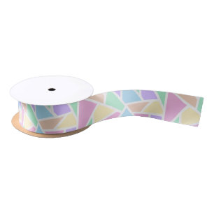 Pastel rainbow mosaic pattern satin ribbon