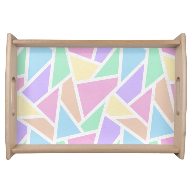 Pastel rainbow mosaic pattern serving tray (Front)