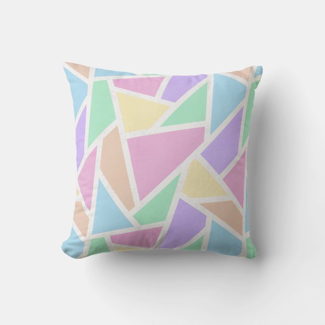 Pastel rainbow mosaic pattern throw pillow (Front)