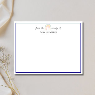 Pastel Rainbow Navy Blue Border Nursery Note Card