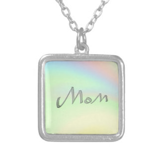 Pastel Rainbow of Color Mom Silver Plated Necklace