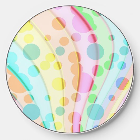 Pastel Rainbow of Ribbons and Bubbles Wireless Charger (Front)