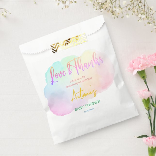 Pastel rainbow ombre baby shower favor bag (Sealed)