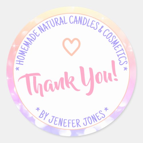 Pastel Rainbow Ombre Border Frame Thank You Labels