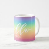 Pastel Rainbow Ombre Chic Hello Personalized Coffee Mug (Front Right)