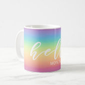 Pastel Rainbow Ombre Chic Hello Personalized Coffee Mug (Front Left)