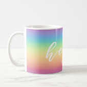 Pastel Rainbow Ombre Chic Hello Personalized Coffee Mug (Left)