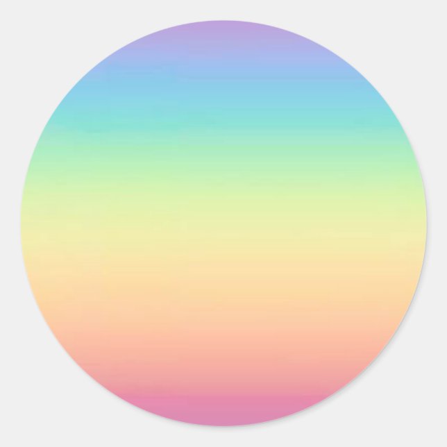 Pastel Rainbow Ombre Classic Round Sticker (Front)