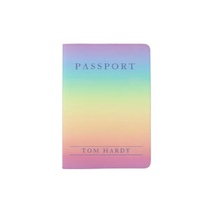 Pastel Rainbow Ombre Custom Passport Holder