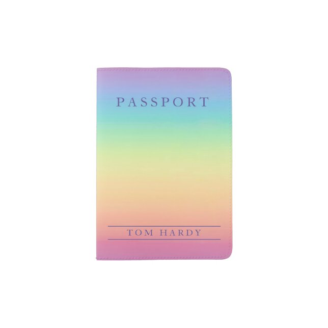 Pastel Rainbow Ombre Custom Passport Holder (Front)