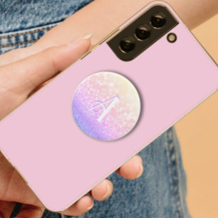 Pastel Rainbow Ombre Glitter Initial Phone Grip