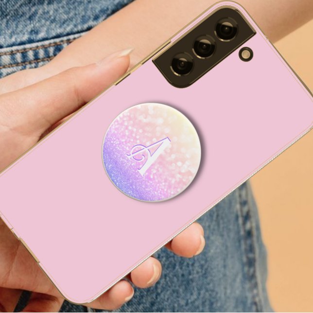 Pastel Rainbow Ombre Glitter Initial Phone Grip (Creator Uploaded)