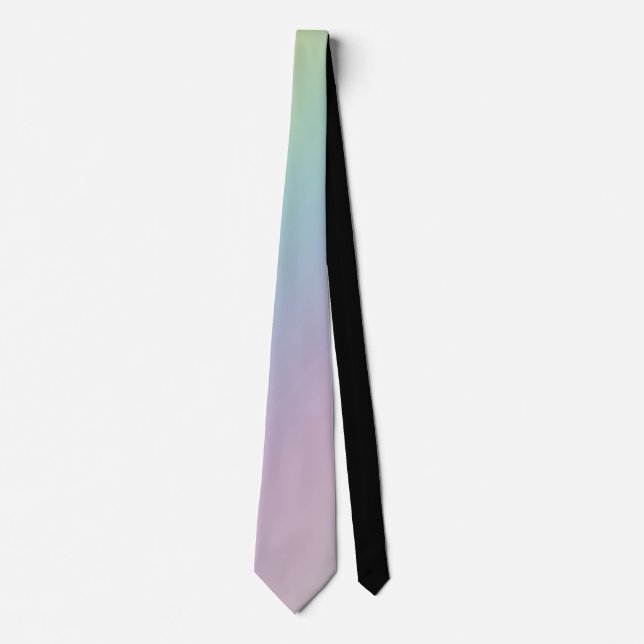 Pastel Rainbow Ombre Gradient Blur Abstract Design Neck Tie (Front)