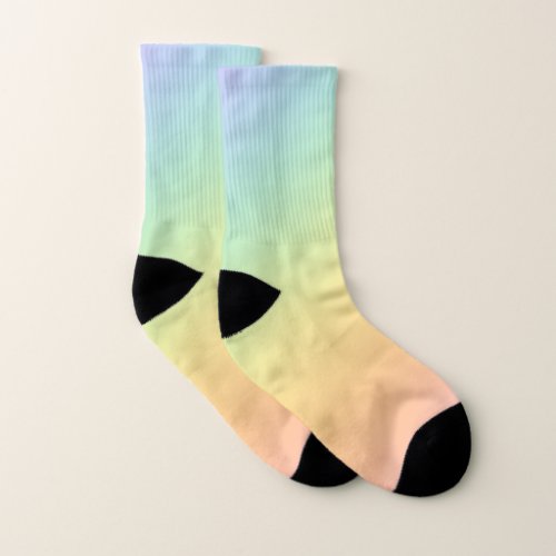 Pastel Rainbow Ombre Gradient Blur Abstract Design Socks