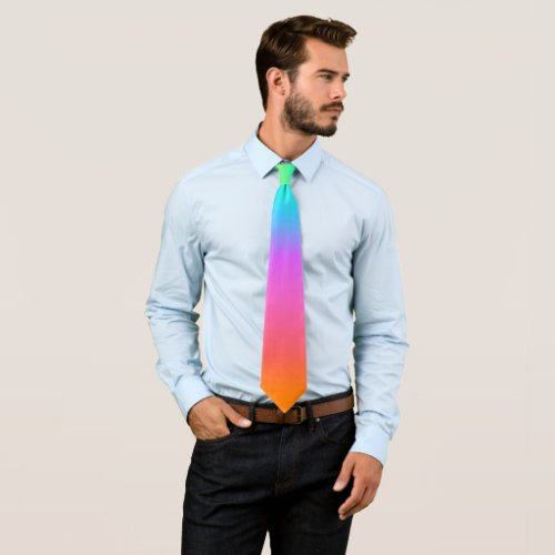 Pastel Rainbow Ombre Gradient Pride Neck Tie