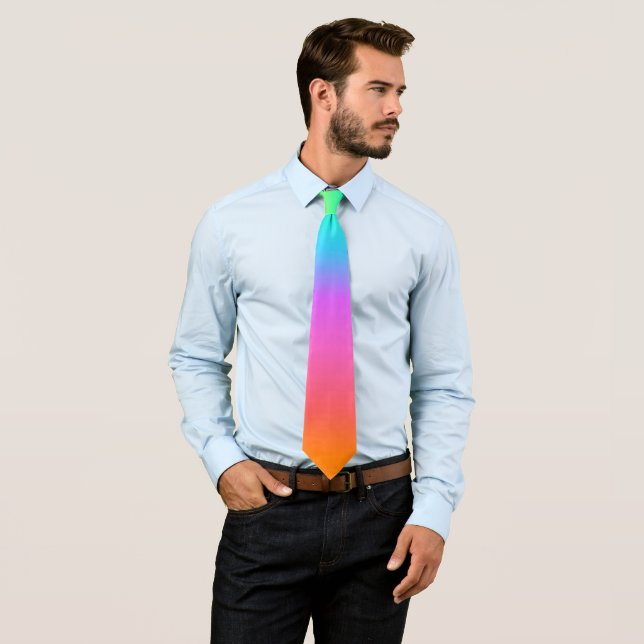 Pastel Rainbow Ombre Gradient Pride Neck Tie (In Situ)