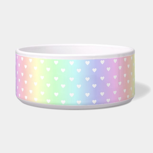 Pastel Rainbow Ombre Hearts Pattern Bowl (Front)