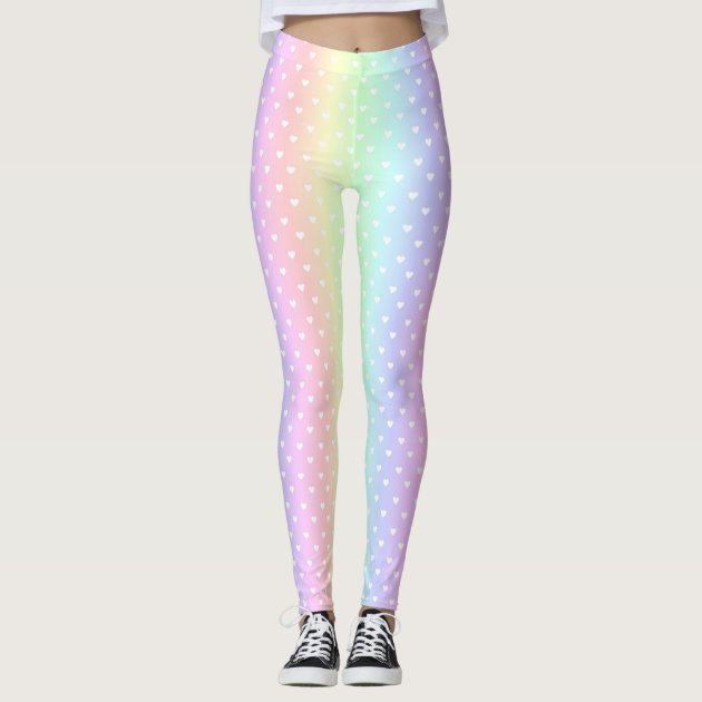 Pastel Rainbow Ombre Hearts Pattern Leggings Zazzle